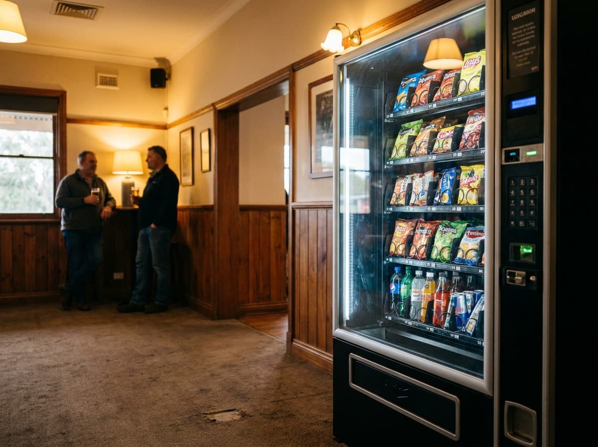 A QuikVend vending machine inside a regional pub
